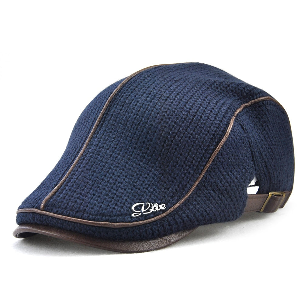 Casquette Laine Tricotée Homme Hiver - Chapeau Bec de Canard Plat Style Vintage