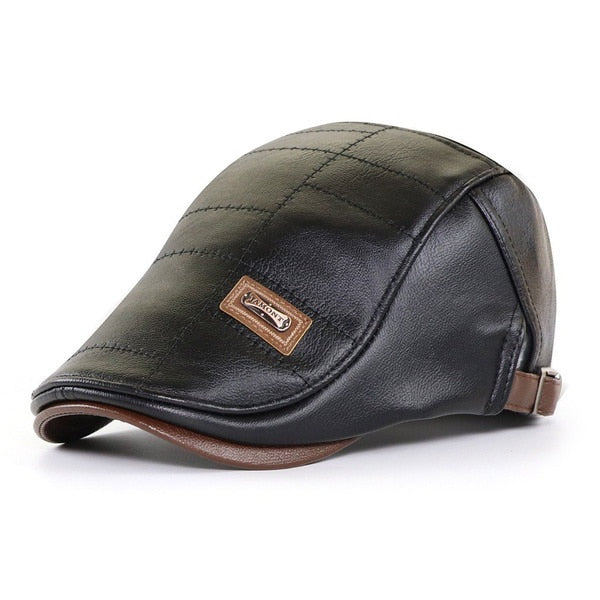 Béret Cuir Unisexe Vintage - Casquette Newsboy Rétro Angleterre Automne Hiver