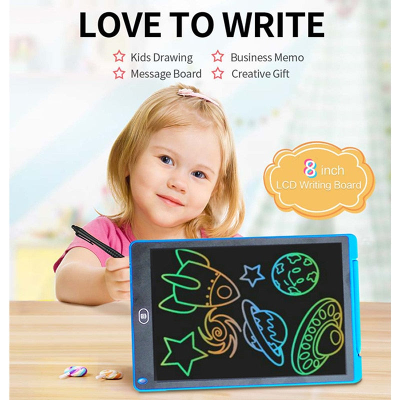 Tablette Écriture LCD 8.5" Enfants - Ardoise Magique Dessin Couleur Effaçable Écologique