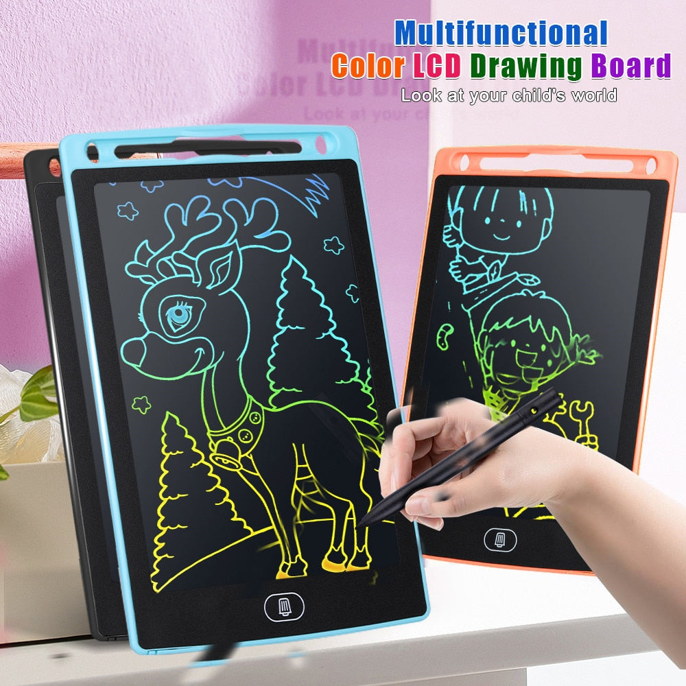 Tablette Écriture LCD 8.5" Enfants - Ardoise Magique Dessin Couleur Effaçable Écologique