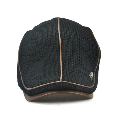 Casquette Laine Tricotée Homme Hiver - Chapeau Bec de Canard Plat Style Vintage
