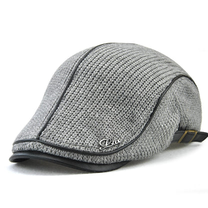 Casquette Laine Tricotée Homme Hiver - Chapeau Bec de Canard Plat Style Vintage
